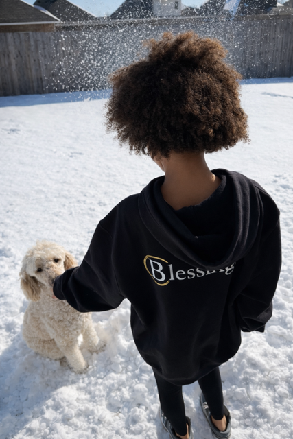 Kids Black Hoodie w-white