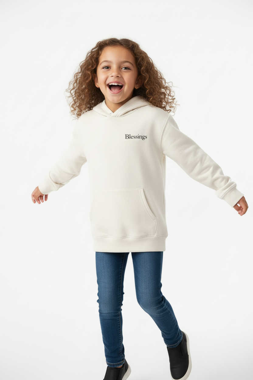 Kids Girl - Cream Hoodie Left Side Chest